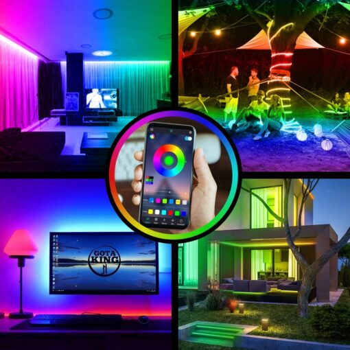 Ruban LED 20M(10m*2) Bande LED 5050 RGB Bande Lumineuse Flexible Multicolore avec Télécommande à 40 Touches, Synchroniser avec la Musique, pour Fête Décor pour la Maison Chambre Bar – Image 3