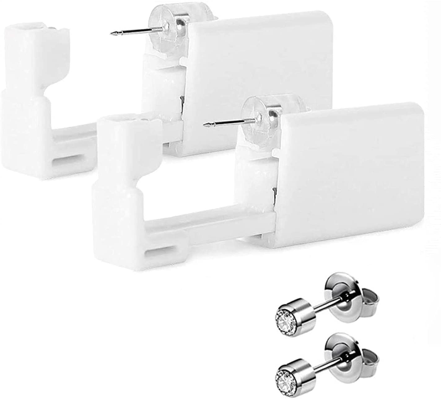 Lot de 2 pistolets de piercing d’oreilles et 2 piercings d’oreilles - Sûr et sans douleur - Pour filles, femmes et hommes -