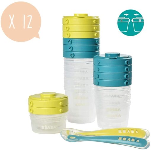 BÉABA, Lot de 12 Portions Conservation et 2 Cuillères Silicone, Clip, Pots empilables et clipsables, 100% hermétique, – Image 17