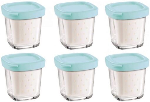 Seb XF100101 Lot de 6 Pots de Yaourts Verre Couvercle bleu avec Égouttoir – Image 11