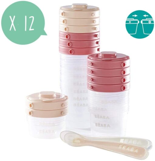 BÉABA, Lot de 12 Portions Conservation et 2 Cuillères Silicone, Clip, Pots empilables et clipsables, 100% hermétique, – Image 9