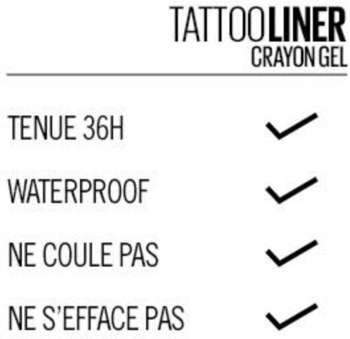 Maybelline New-York - Coffret de 8 Crayons Gel Effet Tatouage - Tattoo Liner - Teintes: Noir (900), Gris (901), Marron (910), – Image 44