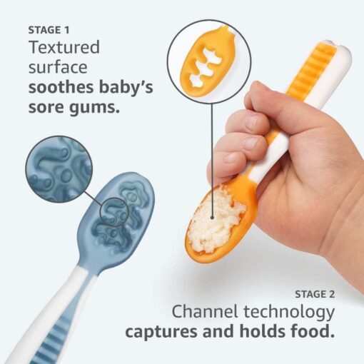 NumNum - Pack 2 PréCuillère d'Apprentissage pour Bébé (6+) - Bleu + Orange - Silicone - Ideal BLW – Image 33