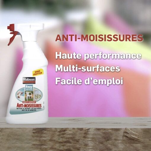 Rubson Vaporisateur Anti-Moisissures, Spray nettoyant puissant qui élimine la moisissure en 10 minutes. 500 ml & STARWAX Brosse – Image 3