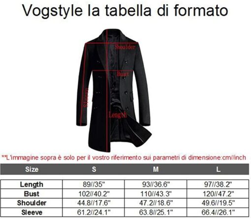 Vogstyle Homme Manteau Parka Laine Slim Classique Trench Mi-Longue Décontractée Duffle-Coats – Image 7