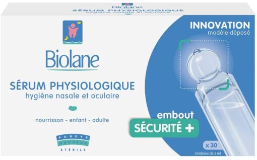 BIOLANE - SERUM PHYSIOLOGIQUE – Pour nettoyer le nez et les yeux du bébé en toute sécurité – 30 unidoses à embout rond