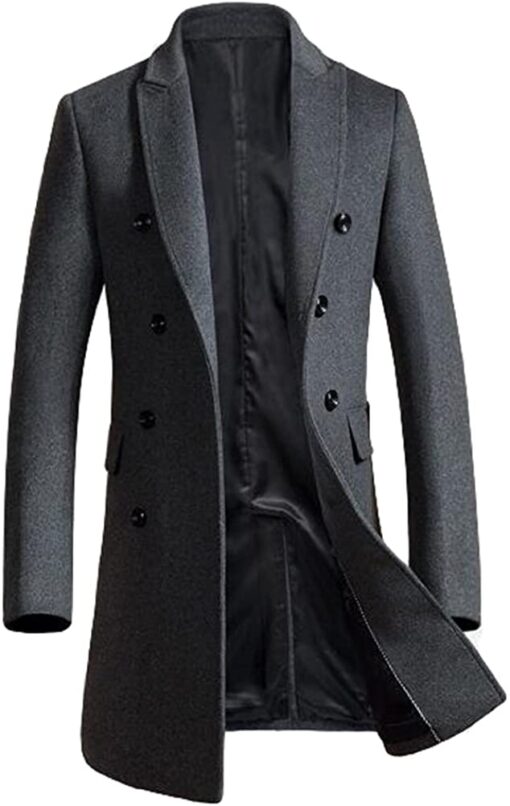 Vogstyle Homme Manteau Parka Laine Slim Classique Trench Mi-Longue Décontractée Duffle-Coats