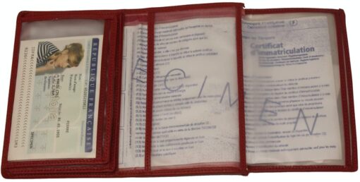 Frédéric Johns® - Porte Papier Voiture en Croute de Cuir - Format 4 Volets - étui Carte Grise, permis, Carte d'identité, – Image 4