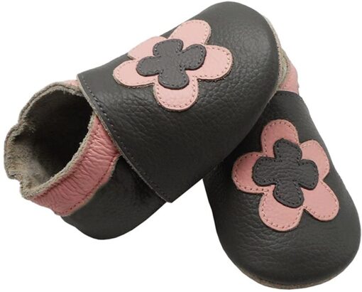 YIHAKIDS Bébé Filles Garçons Chaussures Cuir Souple Enfant Chaussons Cuir Doux Chaussures Premiers Pas – Image 24