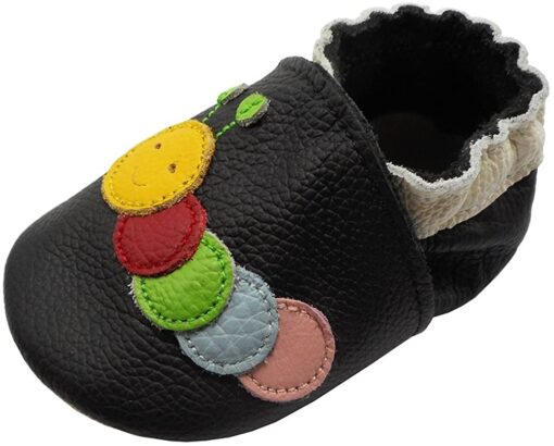 YIHAKIDS Bébé Filles Garçons Chaussures Cuir Souple Enfant Chaussons Cuir Doux Chaussures Premiers Pas – Image 67