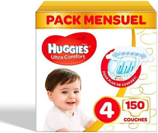 Huggies, Couches bébé Taille 1 (2-5 kg), Nouveau-nés, Unisexe, Avec indicateur d’humidité, Pack 1 mois de consommation,