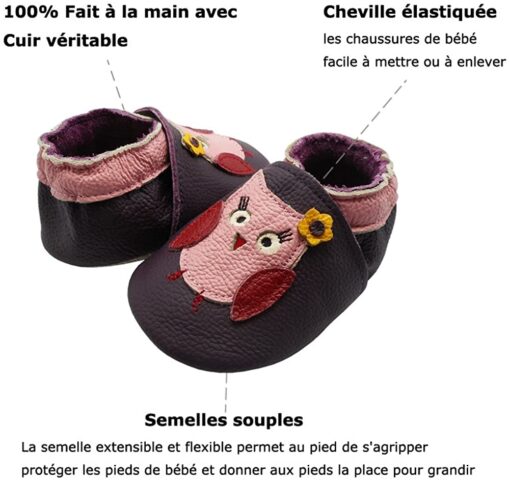 YIHAKIDS Bébé Filles Garçons Chaussures Cuir Souple Enfant Chaussons Cuir Doux Chaussures Premiers Pas – Image 64