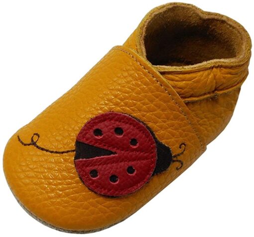 YIHAKIDS Bébé Filles Garçons Chaussures Cuir Souple Enfant Chaussons Cuir Doux Chaussures Premiers Pas – Image 47