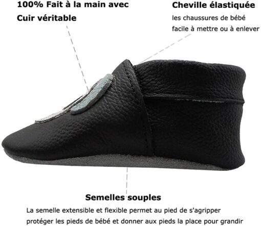 YIHAKIDS Bébé Filles Garçons Chaussures Cuir Souple Enfant Chaussons Cuir Doux Chaussures Premiers Pas – Image 59