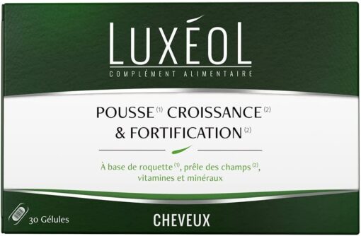 Luxéol Pousse Croissance & Fortification 1 Mois, Favorise la Pousse des Cheveux, Complément Alimentaire, 30 Gélules