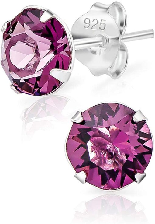 DTPsilver - Boucles d'oreilles/Clous en Argent Fin 925 et Cristaux de Swarovski® Elements Ronds - Diamètre: 6 mm - Choix de – Image 31