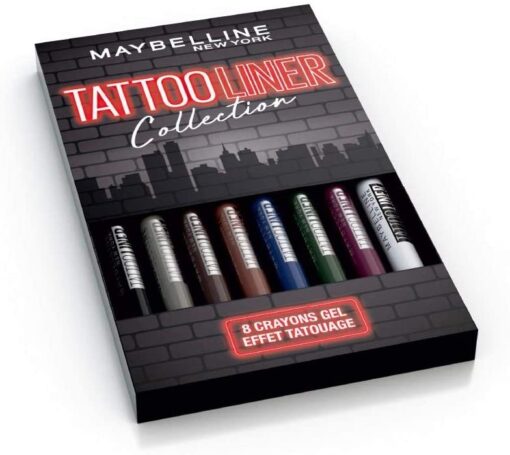 Maybelline New-York - Coffret de 8 Crayons Gel Effet Tatouage - Tattoo Liner - Teintes: Noir (900), Gris (901), Marron (910), – Image 41