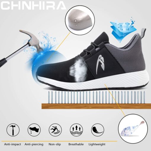 CHNHIRA Chaussures de Securité Homme Embout Acier Protection Antidérapante Anti-Perforation Chaussures de Travail Unisexes – Image 81