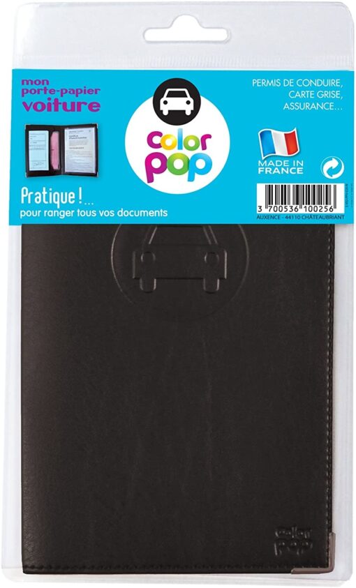 Color Pop Porte-Papiers Véhicule Coloris Noir + Étui Transparent pour Carte Grise, Noir – Image 43