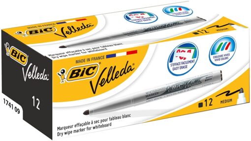 BIC Velleda 1741 Feutres pour Tableau Blanc Effaçables à Sec, Pointe Conique Moyenne - Bleu, Blister de 4 – Image 2