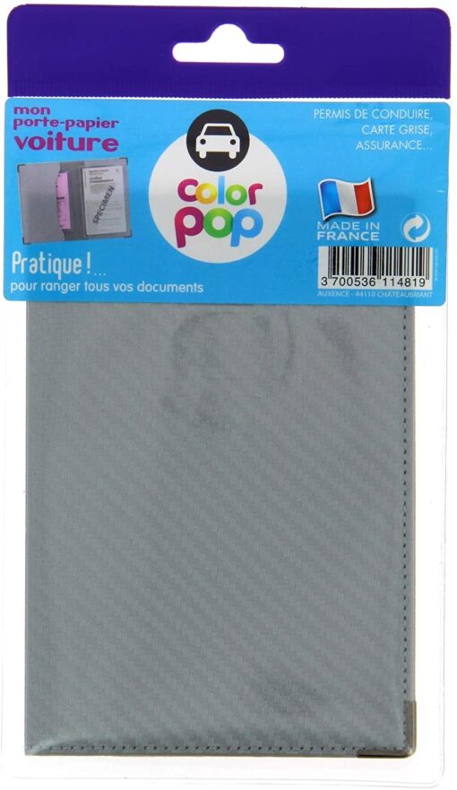 Color Pop Porte-Papiers Véhicule Coloris Noir + Étui Transparent pour Carte Grise, Noir – Image 10