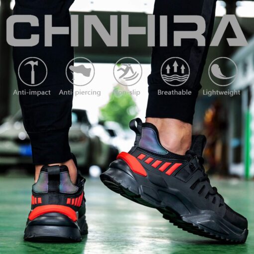 CHNHIRA Chaussures de Securité Homme Embout Acier Protection Antidérapante Anti-Perforation Chaussures de Travail Unisexes – Image 78