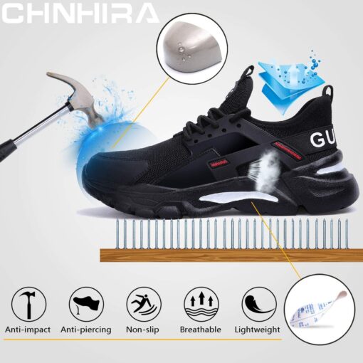 CHNHIRA Chaussures de Securité Homme Embout Acier Protection Antidérapante Anti-Perforation Chaussures de Travail Unisexes – Image 55