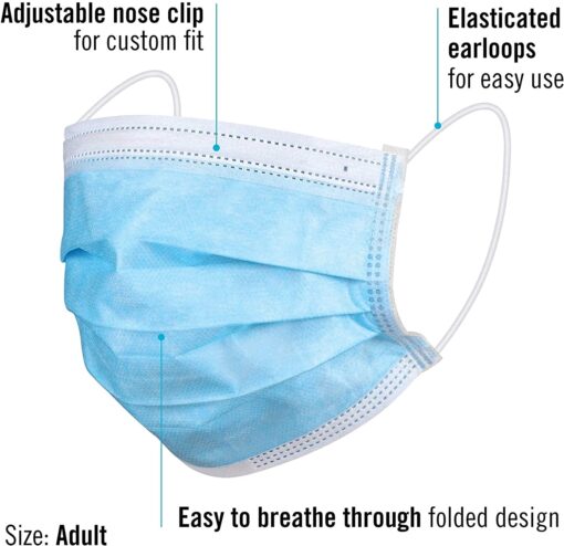 Homedics 50 Masques médicaux jetables 3 plis - 3 couches de protection – Masques chirurgicaux de haute qualité avec – Image 2