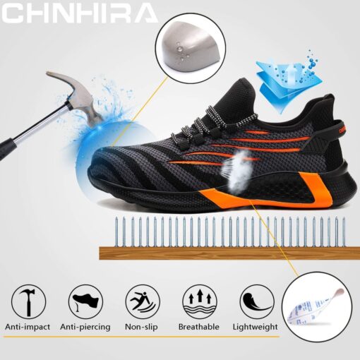 CHNHIRA Chaussures de Securité Homme Embout Acier Protection Antidérapante Anti-Perforation Chaussures de Travail Unisexes – Image 122