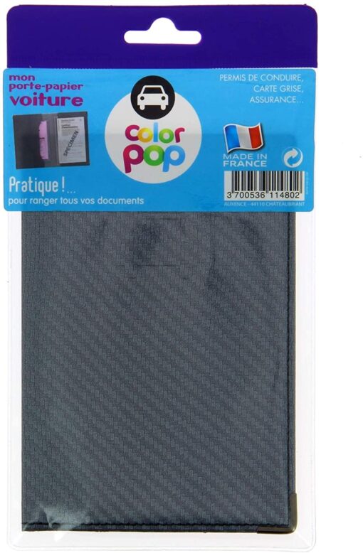 Color Pop Porte-Papiers Véhicule Coloris Noir + Étui Transparent pour Carte Grise, Noir – Image 17