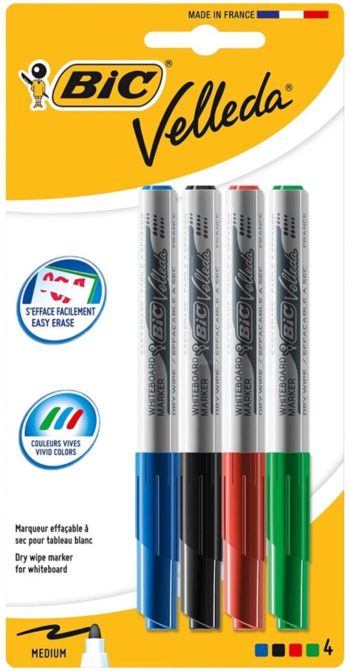 BIC Velleda 1741 Feutres pour Tableau Blanc Effaçables à Sec, Pointe Conique Moyenne - Bleu, Blister de 4 – Image 15