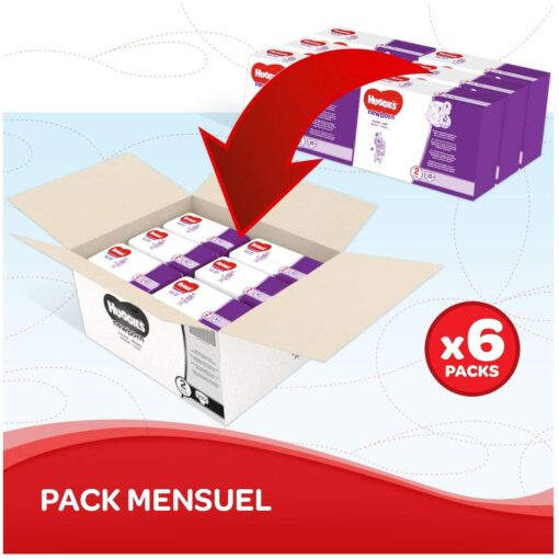 Huggies, Couches bébé Taille 1 (2-5 kg), Nouveau-nés, Unisexe, Avec indicateur d’humidité, Pack 1 mois de consommation, – Image 8