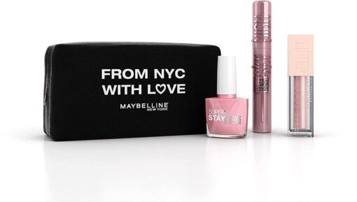 Maybelline New York - Coffret Cadeau Femme Saint-Valentin Building : Mascara Sky High, Tattoo Liner, Superstay Matte Ink, Vernis