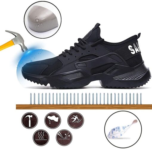 CHNHIRA Chaussures de Securité Homme Embout Acier Protection Antidérapante Anti-Perforation Chaussures de Travail Unisexes – Image 12