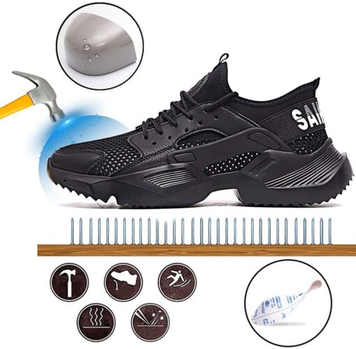 CHNHIRA Chaussures de Securité Homme Embout Acier Protection Antidérapante Anti-Perforation Chaussures de Travail Unisexes – Image 110