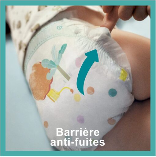 Pampers Couches Baby-Dry Taille 3 (6-10kg) Jusqu'à 12h Bien Au Sec et avec Double-Barrière Anti-Fuites, 198 Couches (Pack 1 – Image 3