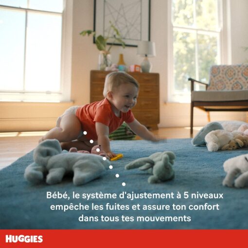 Huggies, Couches bébé Taille 1 (2-5 kg), Nouveau-nés, Unisexe, Avec indicateur d’humidité, Pack 1 mois de consommation, – Image 2