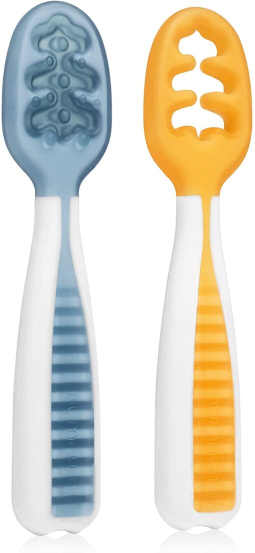 NumNum - Pack 2 PréCuillère d'Apprentissage pour Bébé (6+) - Bleu + Orange - Silicone - Ideal BLW – Image 31