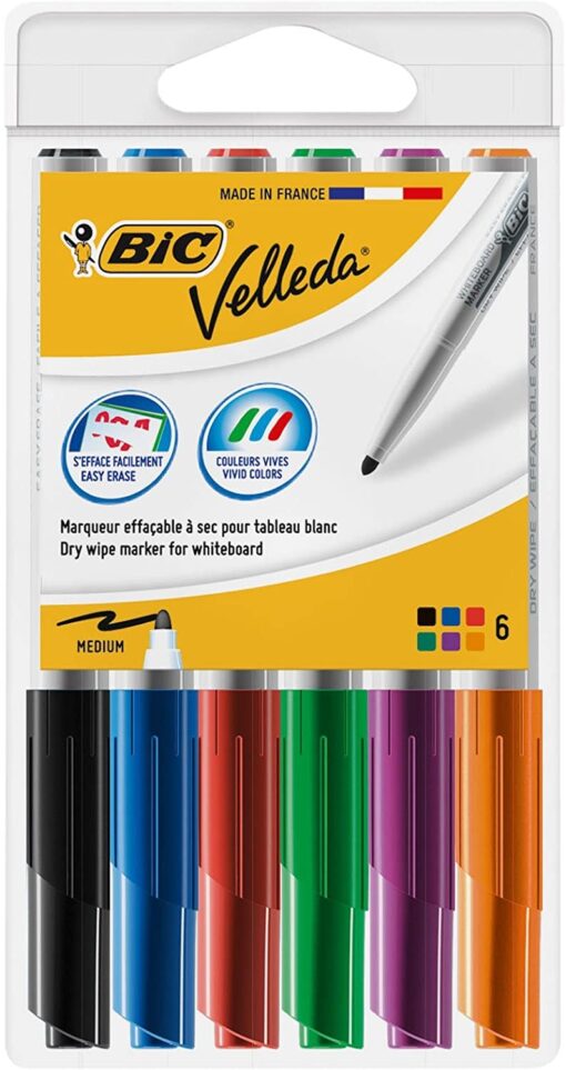 BIC Velleda 1741 Feutres pour Tableau Blanc Effaçables à Sec, Pointe Conique Moyenne - Bleu, Blister de 4 – Image 9