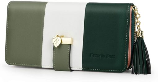 Portefeuille Femme Cuir Porte Monnaie Porte-chéquiers Porte-Cartes pour 11 Cartes, Gris/Blanc/Beige – Image 54