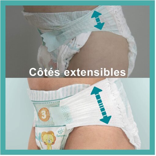 Pampers Couches Baby-Dry Taille 3 (6-10kg) Jusqu'à 12h Bien Au Sec et avec Double-Barrière Anti-Fuites, 198 Couches (Pack 1 – Image 4