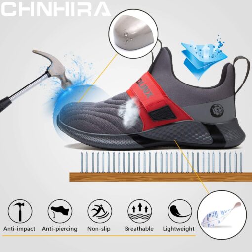 CHNHIRA Chaussures de Securité Homme Embout Acier Protection Antidérapante Anti-Perforation Chaussures de Travail Unisexes – Image 101