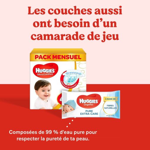 Huggies, Couches bébé Taille 1 (2-5 kg), Nouveau-nés, Unisexe, Avec indicateur d’humidité, Pack 1 mois de consommation, – Image 6