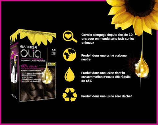 Garnier Olia Coloration Permanente sans Ammoniaque 1.10 Noir Saphir – Image 5