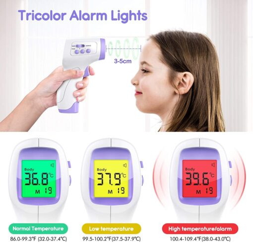 Thermometre Frontal Adulte, KKmier Thermometre sans Contact avec Affichage à LCD, Thermomètre Frontal Infrarouge Bébé Enfant – Image 4