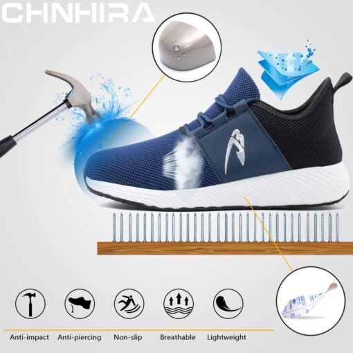 CHNHIRA Chaussures de Securité Homme Embout Acier Protection Antidérapante Anti-Perforation Chaussures de Travail Unisexes – Image 94