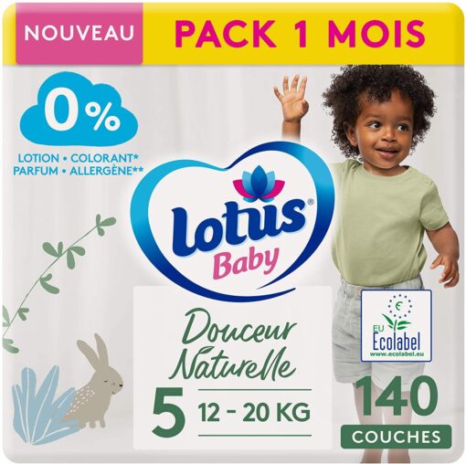 LOTUS BABY Douceur Naturelle - Couches Taille 1 (2-5 kg/Nouveau-né) Pack 1 mois - 80 couches – Image 12