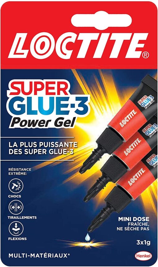 Loctite Super Glue-3 Power Gel Mini dose, colle forte enrichie en caoutchouc, lot de 3 tubes 1 g & Super Glue-3 Précision, – Image 2