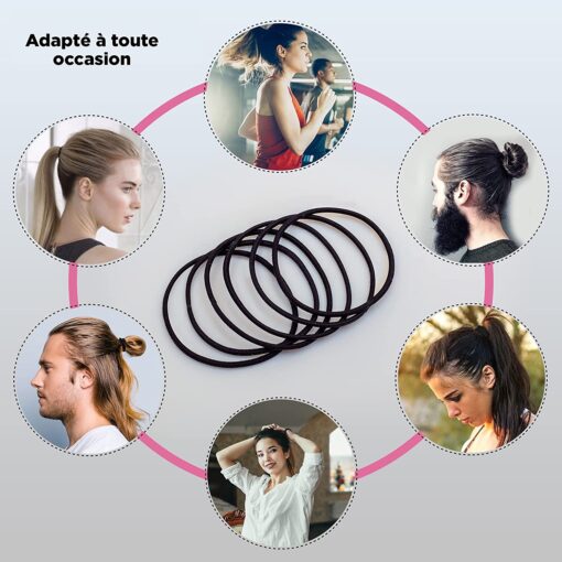 Vincerlo Elastique Cheveux – Lot de 100 Pièces Résistants en Nylon et Caoutchouc 2mm Attaches Cheveux pour Femmes Hommes et – Image 5