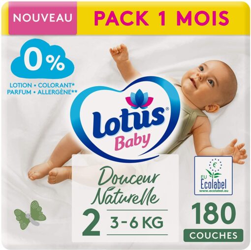 LOTUS BABY Douceur Naturelle - Couches Taille 1 (2-5 kg/Nouveau-né) Pack 1 mois - 80 couches – Image 14